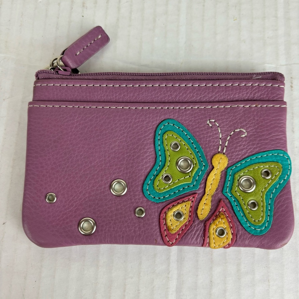 Fossil lavender leather card/key holder w/butterfly - Picture 13 of 13